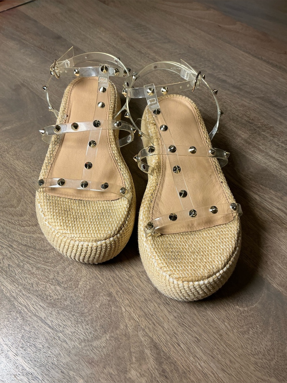 Jessica Simpson Clear Studded Strap platform, Sandals